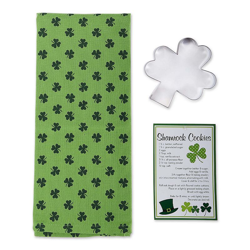 28 Shamrock Green Rectangular Dishcloth and Cookie Cutter Gift Set