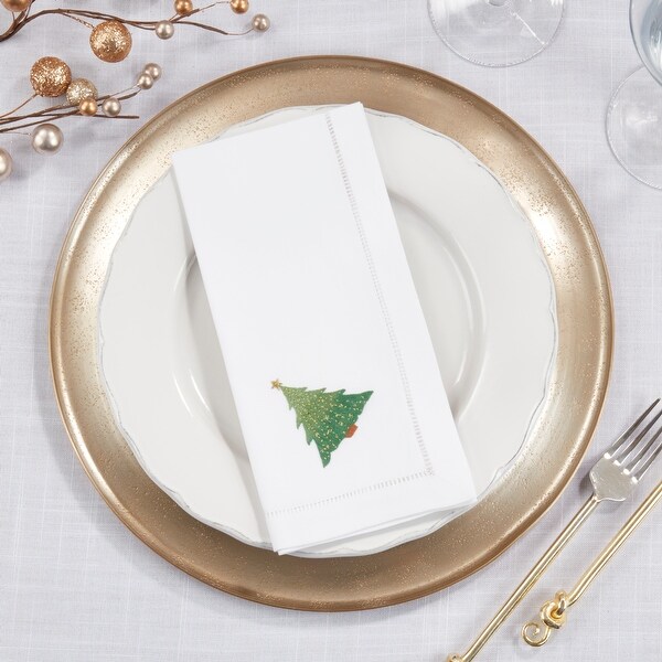 Whimsical Christmas Tree Embroidered Napkin (Set of 6)