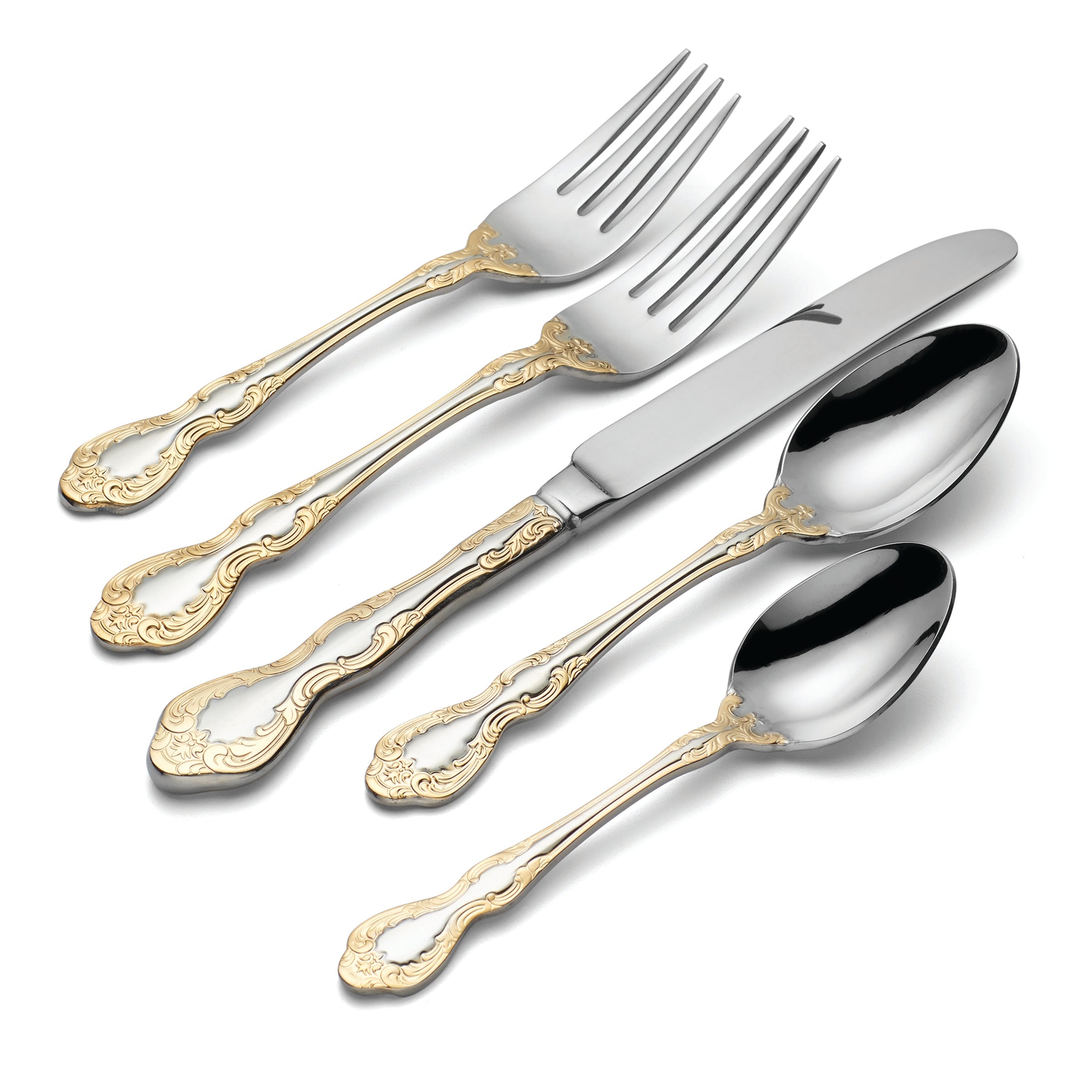 Golden Mandolina 45 Piece Fine Flatware Set