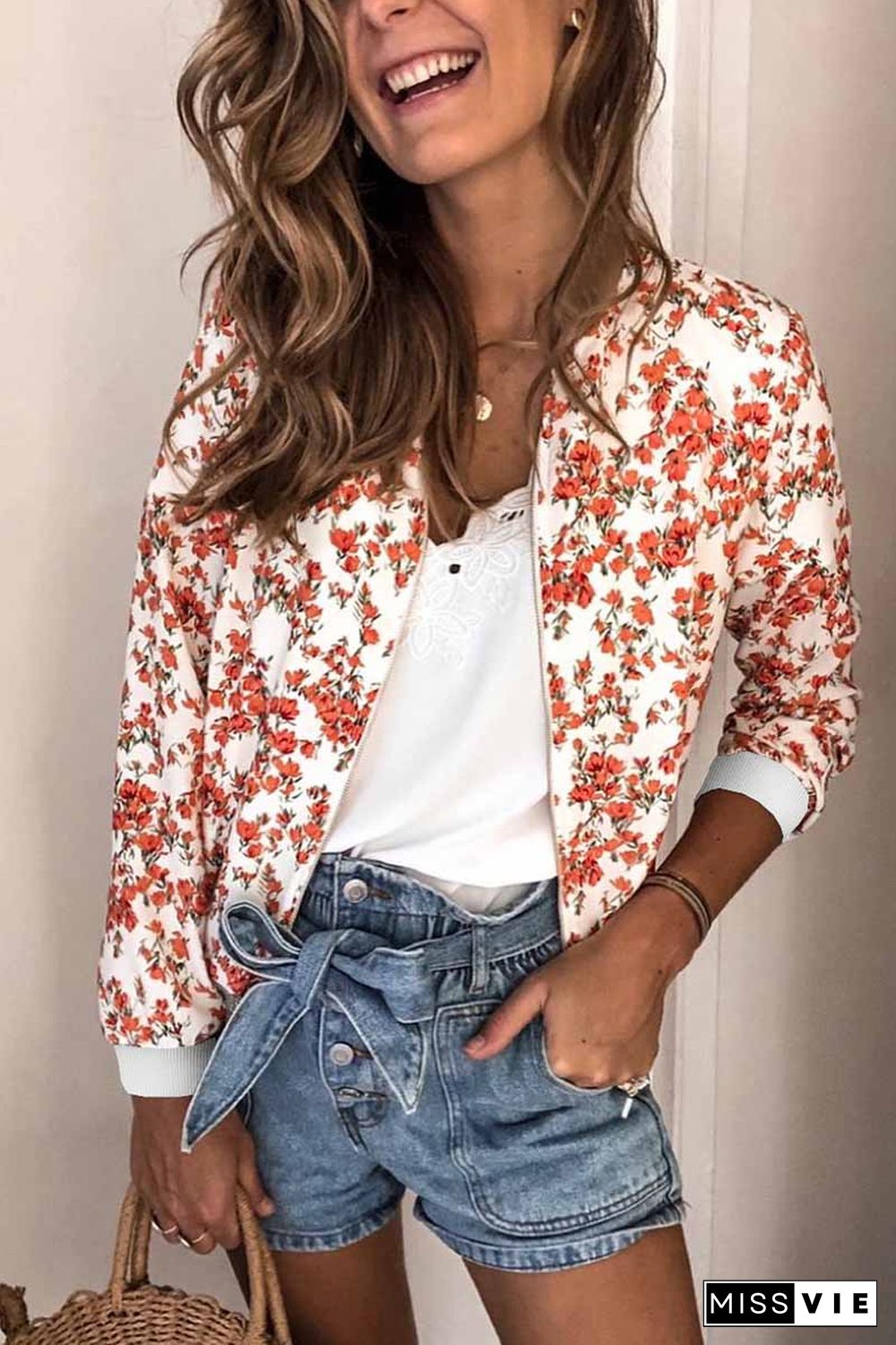 Casual Fashion Printed Round Neck Long Sleeve Jacket(3 Colors)