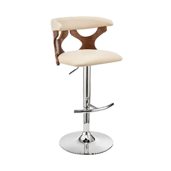 Adjustable Barstool with Curved Cut Out Wooden Back - 20 L X 20 W X 43 H Inches