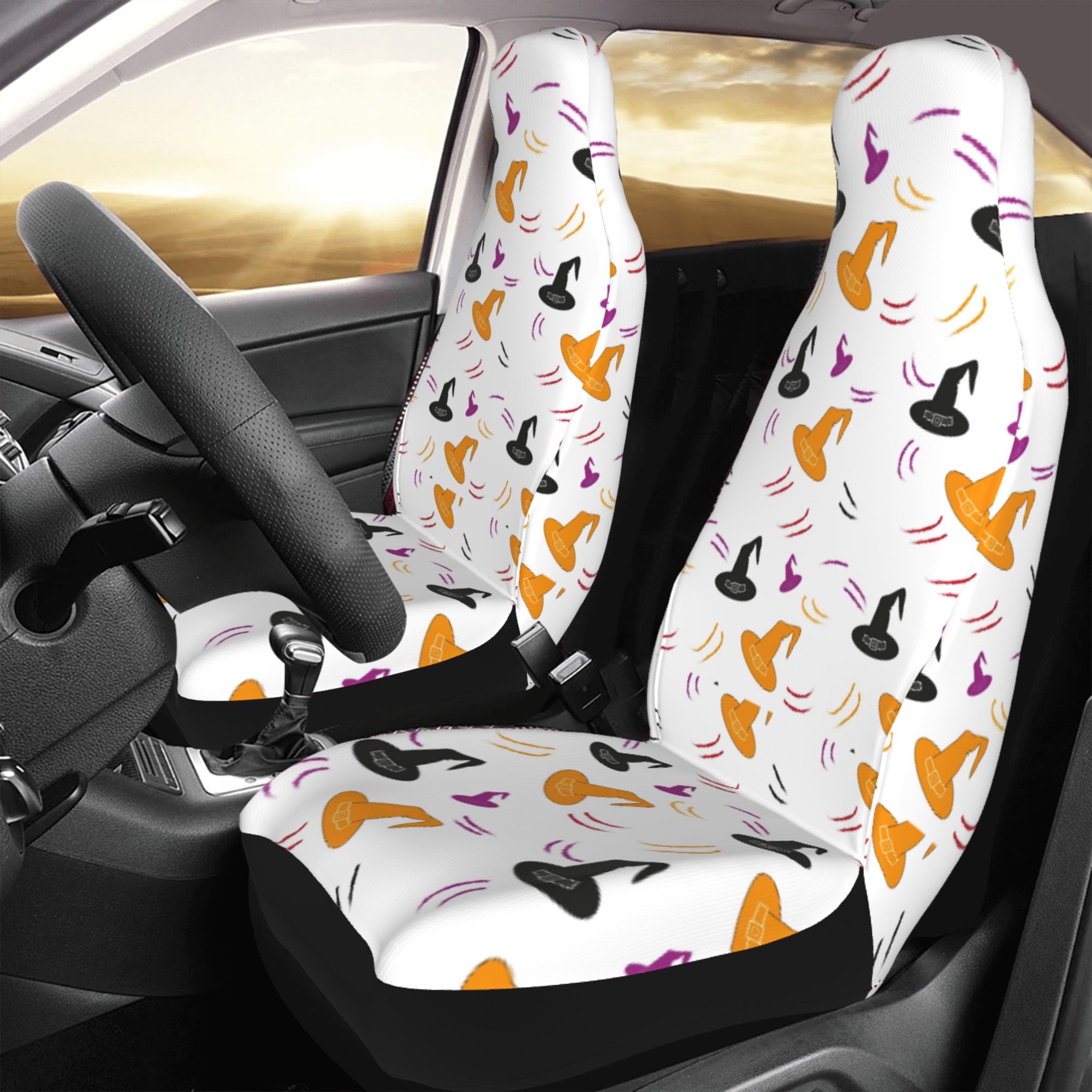 ZICANCN Car Seat Cover Witch Magic Hat Car Front Seat Covers Protectors ， Automotive Seat Covers for Cars Trucks Suv