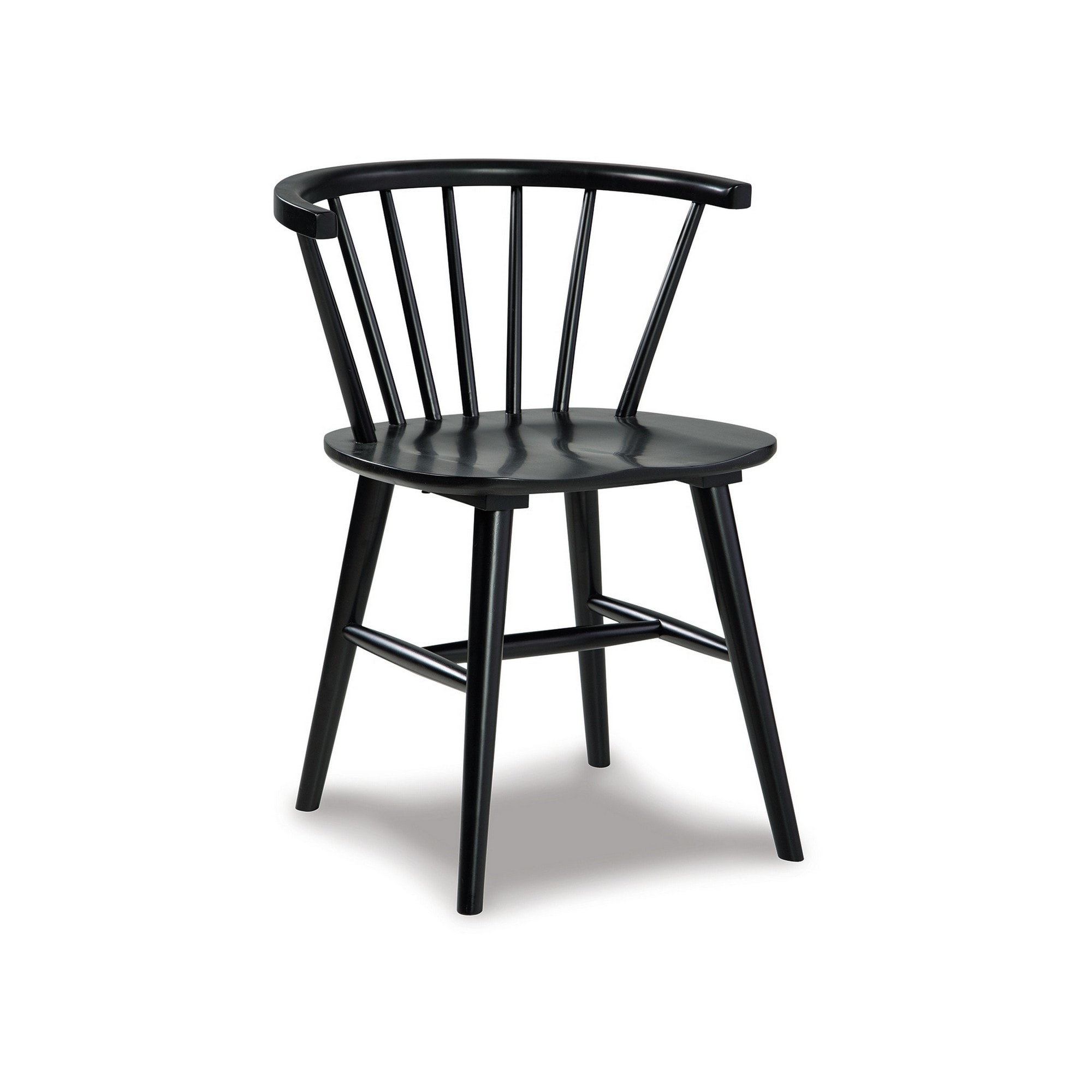 22 Inch Set of 2 Dining Chairs， Spindle Backrest， Matte Black Wood Design