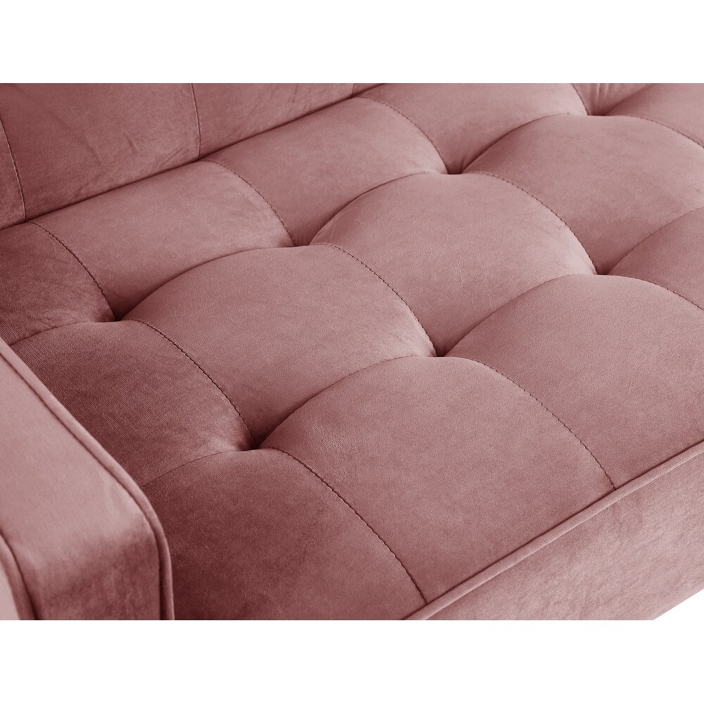 Modern Velvet Upholstered Sofa Bed Adjuastable Reclining Sofa with Split Tufted Back and Wooden Legs