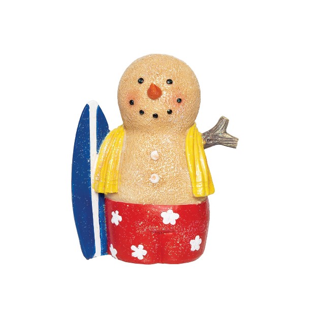 Gallerie Ii Sand Snowman W blue Surf Board Figurine