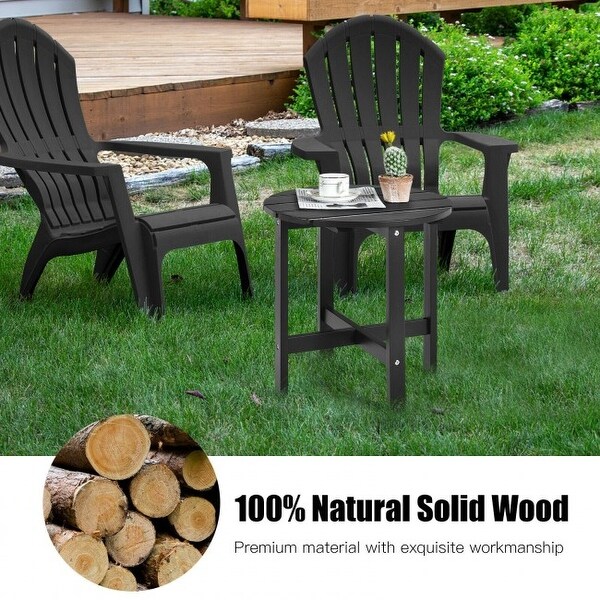 Patio Round Side Wooden Slat End Coffee Table for Garden