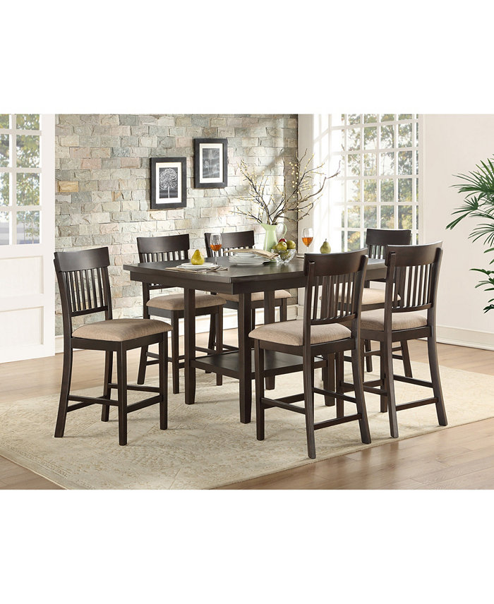 Homelegance Birm 7pc Dining Set (Counter Height Table and 6 Slat Back Side Chairs)