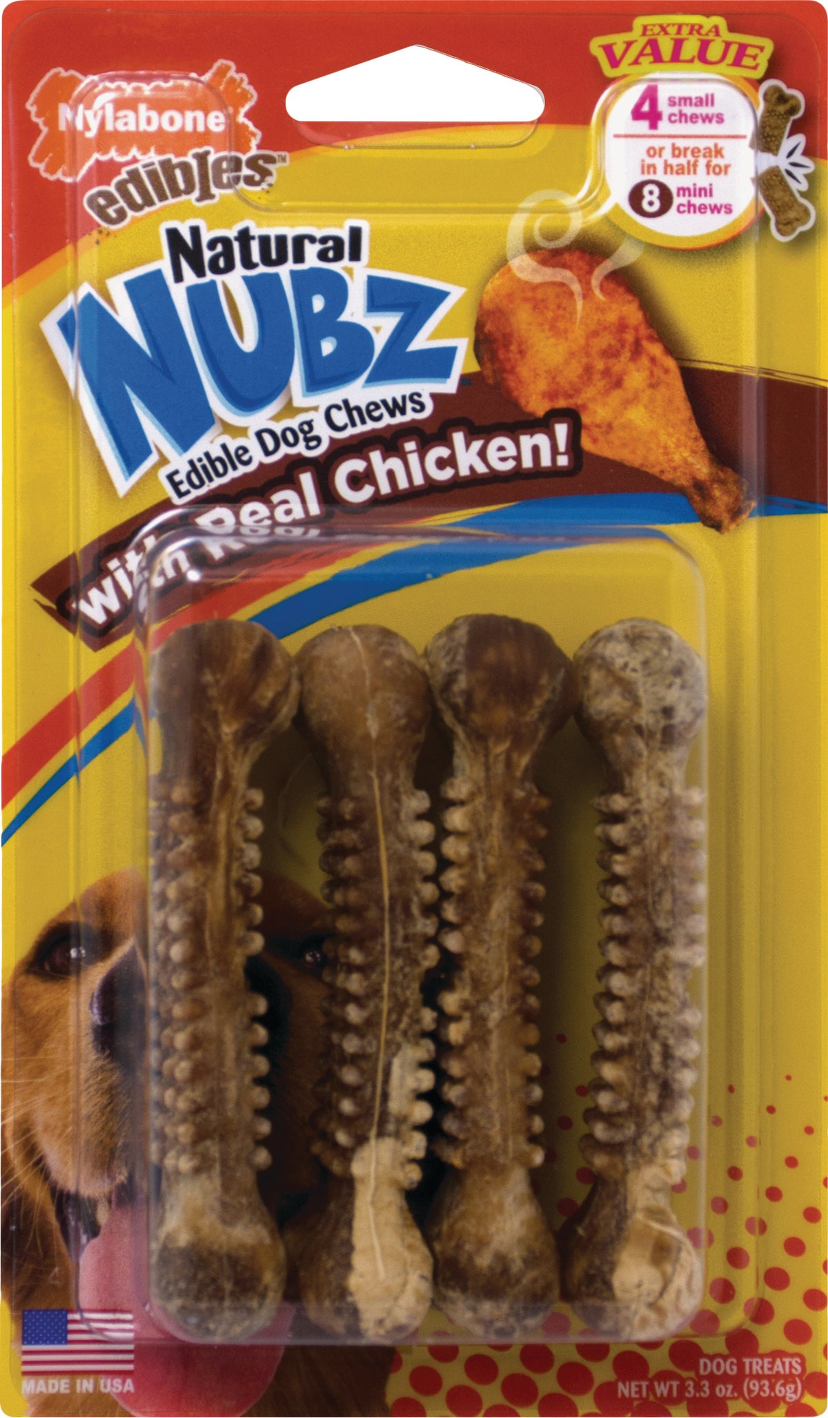 Nylabone Edibles Natural Nubz Dog Treat Chew 4-Pack