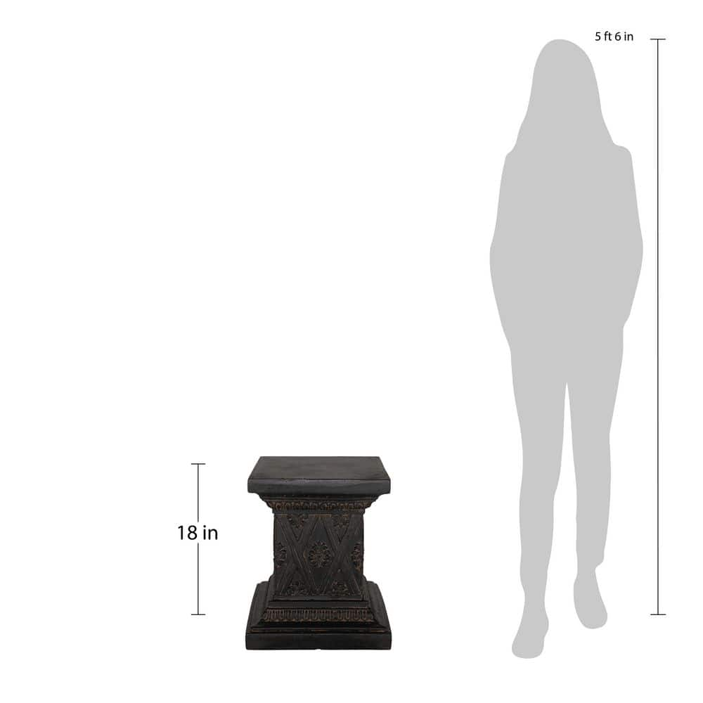 MPG 18 in. H Aged Charcoal Cast Stone Fiberglass Pedestal PF6652AC