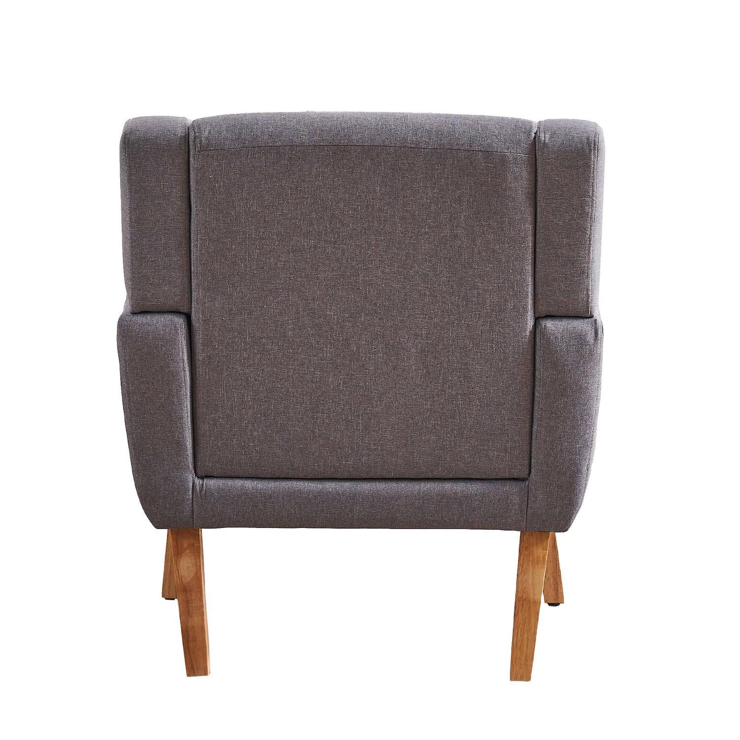 Unikome Solid Comfy Upholstered Linen Fabric Button Tufted Accent Chair with Lumbar Pillow