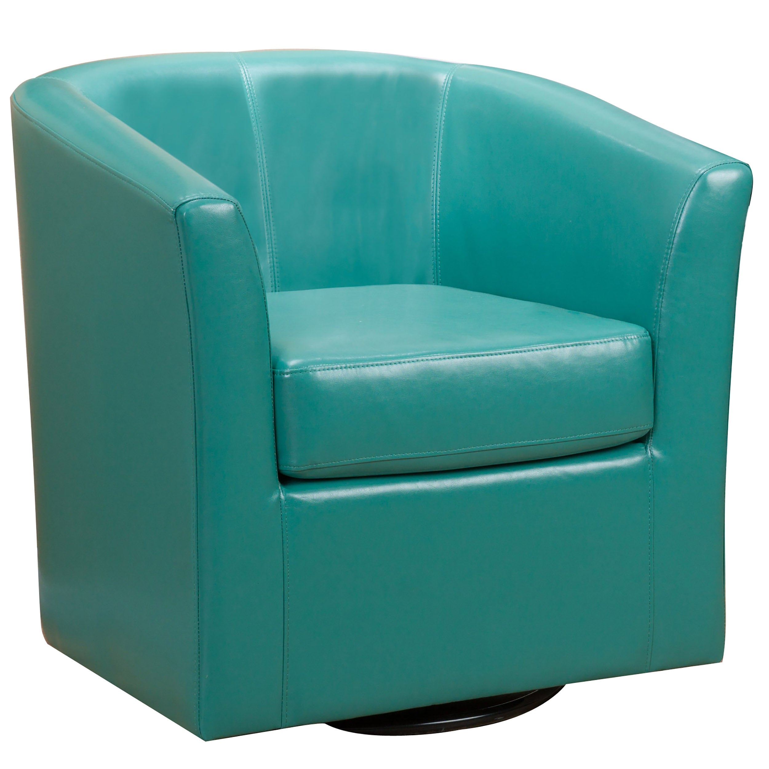 Corley Modern Upholstered Faux Leather Swivel Barrel Club Chair