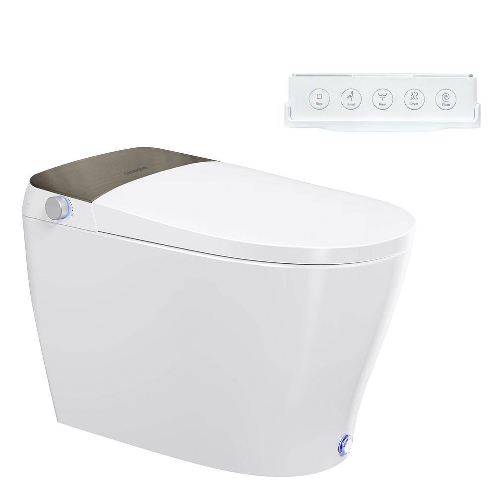 Casta Diva CD-Y080 Elongated Smart Bidet Tankless Toilet in White with Auto OpenClose Lid Foot Kick Operation1.28GPF CD-Y080