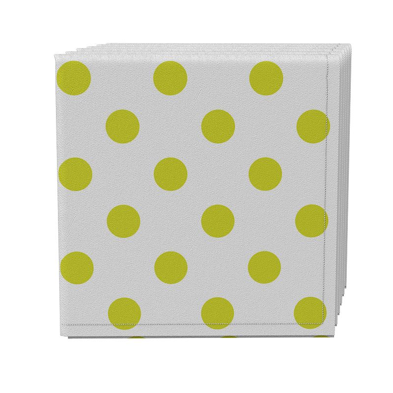 Napkin Set of 4， 100% Cotton， 20x20， Lime Polka Dots