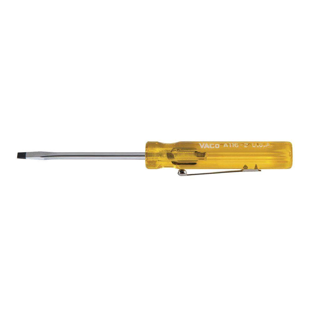 Klein Tools 332 in. Cabinet-Tip Pocket Clip Flat Head Screwdriver with 2 in. Round Shank A116-2