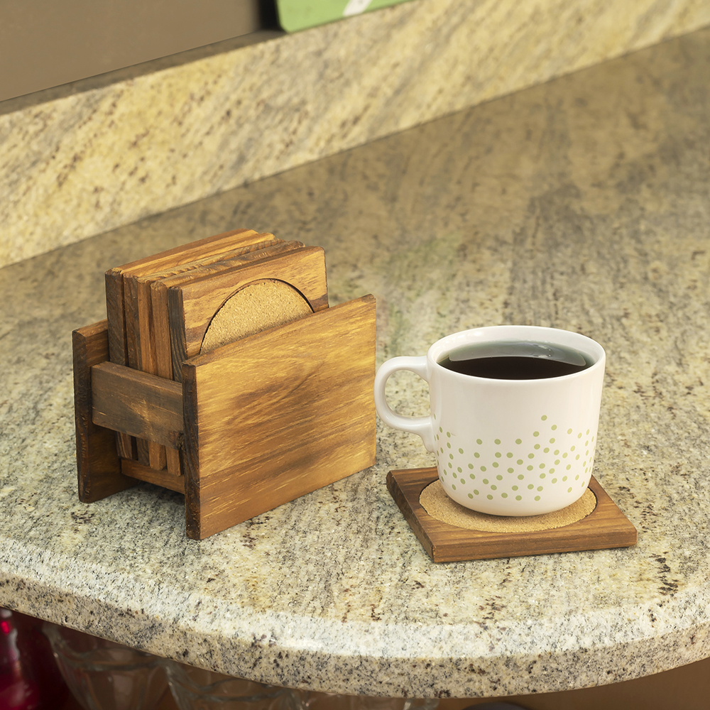 Home Basics 6Piecess Coaster Set， Pine