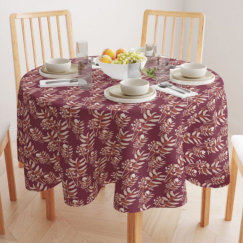 Round Tablecloth， 100% Polyester， 60 Round， Autumn Branches