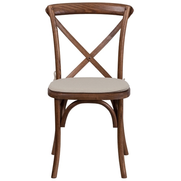 2 Pk. Stackable Wood Cross Back Chair with Cushion