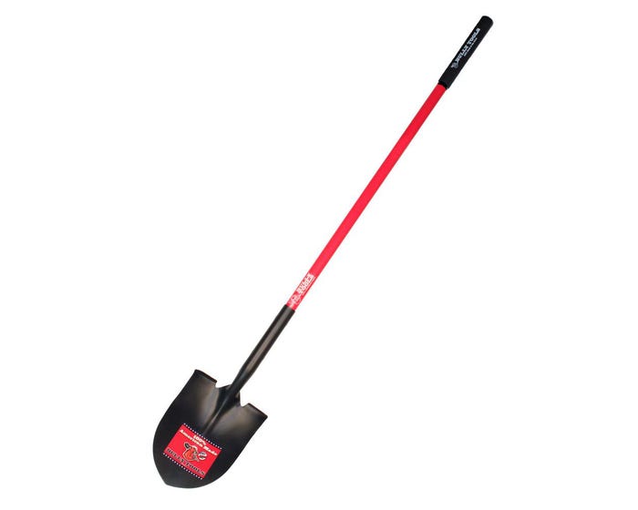 Bully Tools 14 Gauge Round Point Shovel， Fiberglass Long Handle - 82515