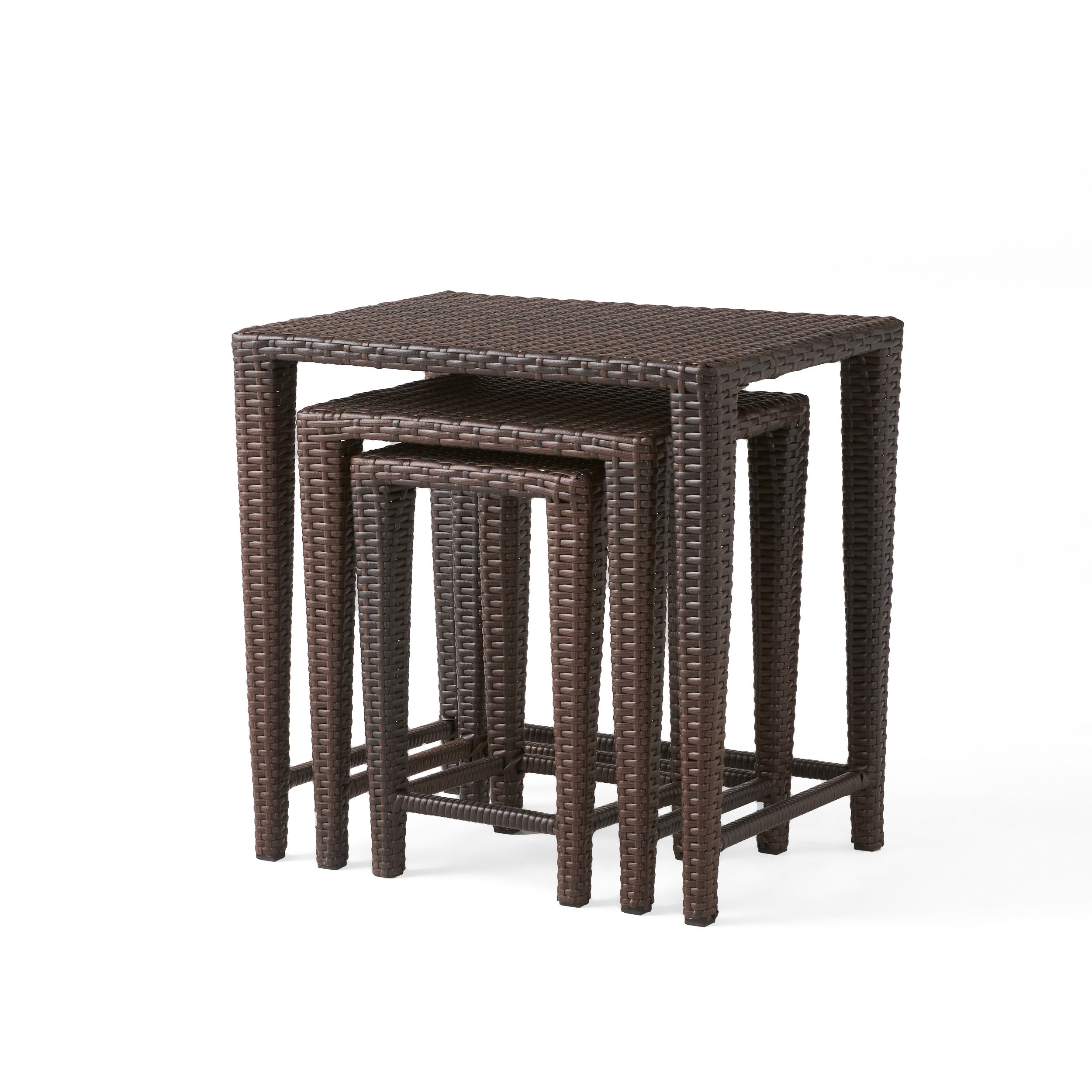 Mayall Multibrown Wicker Nested Side Tables (Set of 3)