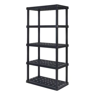 IRIS Plastic Rack Shelf with 5 Large Shelves Black 510003