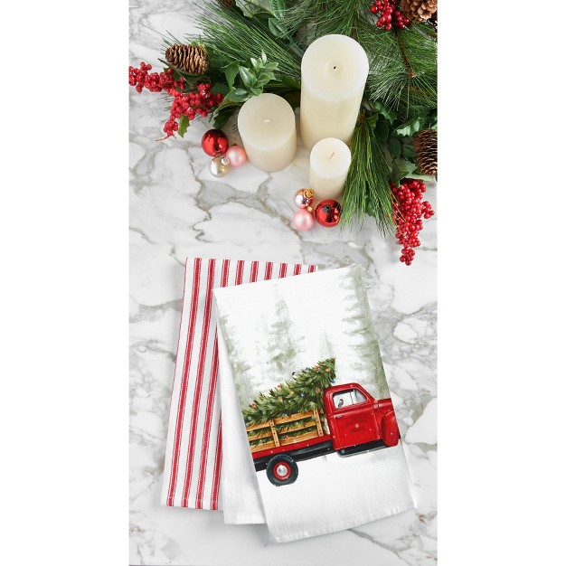 C amp f Home Holiday Truck Cruiser Printed Flour Sack Kitchen Towel Dishtowel