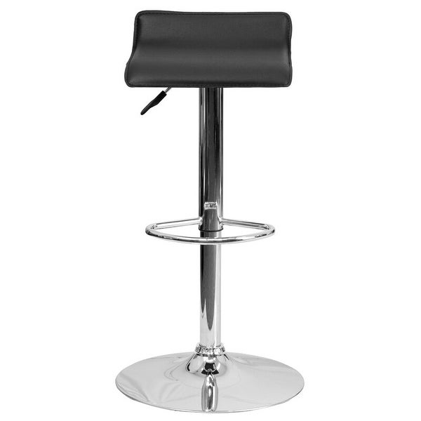 Adjustable Stool in Black PU Leather and Stainless Steel Base Set of 2