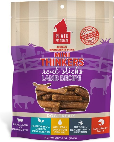 Plato Mini Thinkers Real Sticks Lamb Recipe Dog Treats