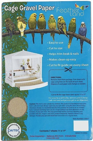 Caitec Featherland Paradise Cage Gravel Paper Bird Cage Liners， 7 count