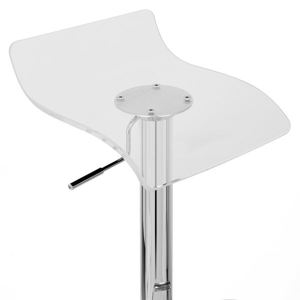 Acrylic Stool with Adjustable Height， Stainless Steel Base， Set of 4