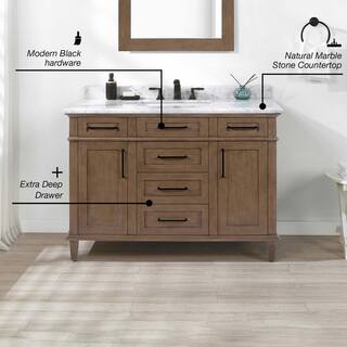 Home Decorators Collection Sonoma 48 in. W x 22 in. D x 34 in H Bath Vanity in Almond Latte with White Carrara Marble Top Sonoma 48AL