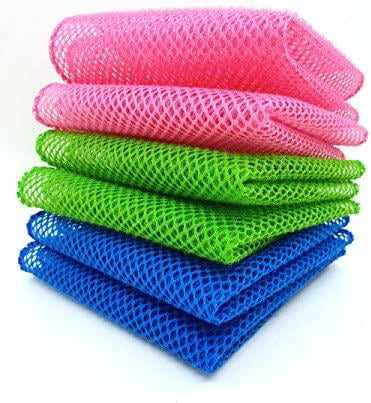 bangyoudaoo 6pcs Premium Kitchen Dish Towel Dish Cloth，Dish Scrubber，Mesh Wash Net