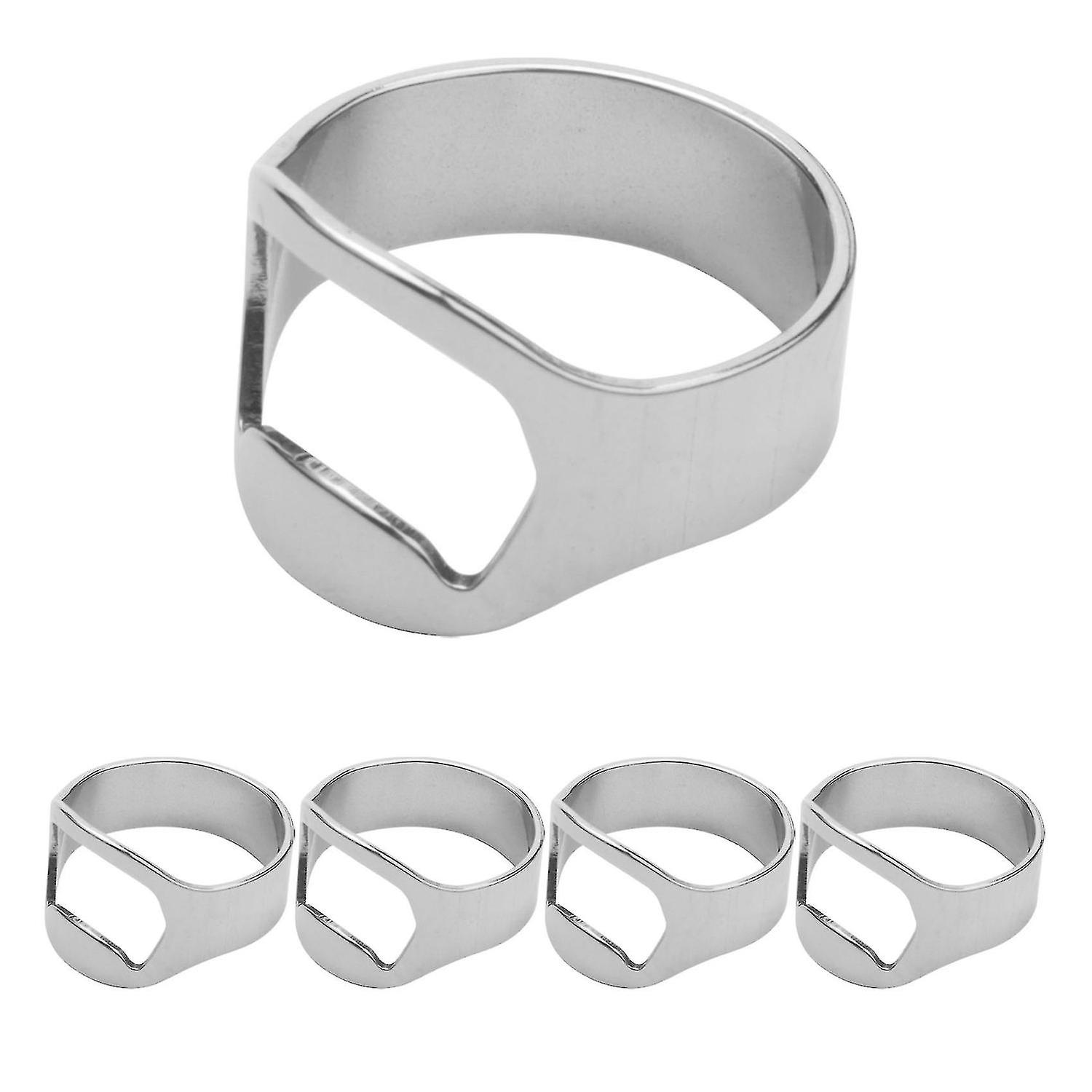 5x Silver Stainless Steel Metal Finger Thumb Keyring Ring Beer Opener Bar