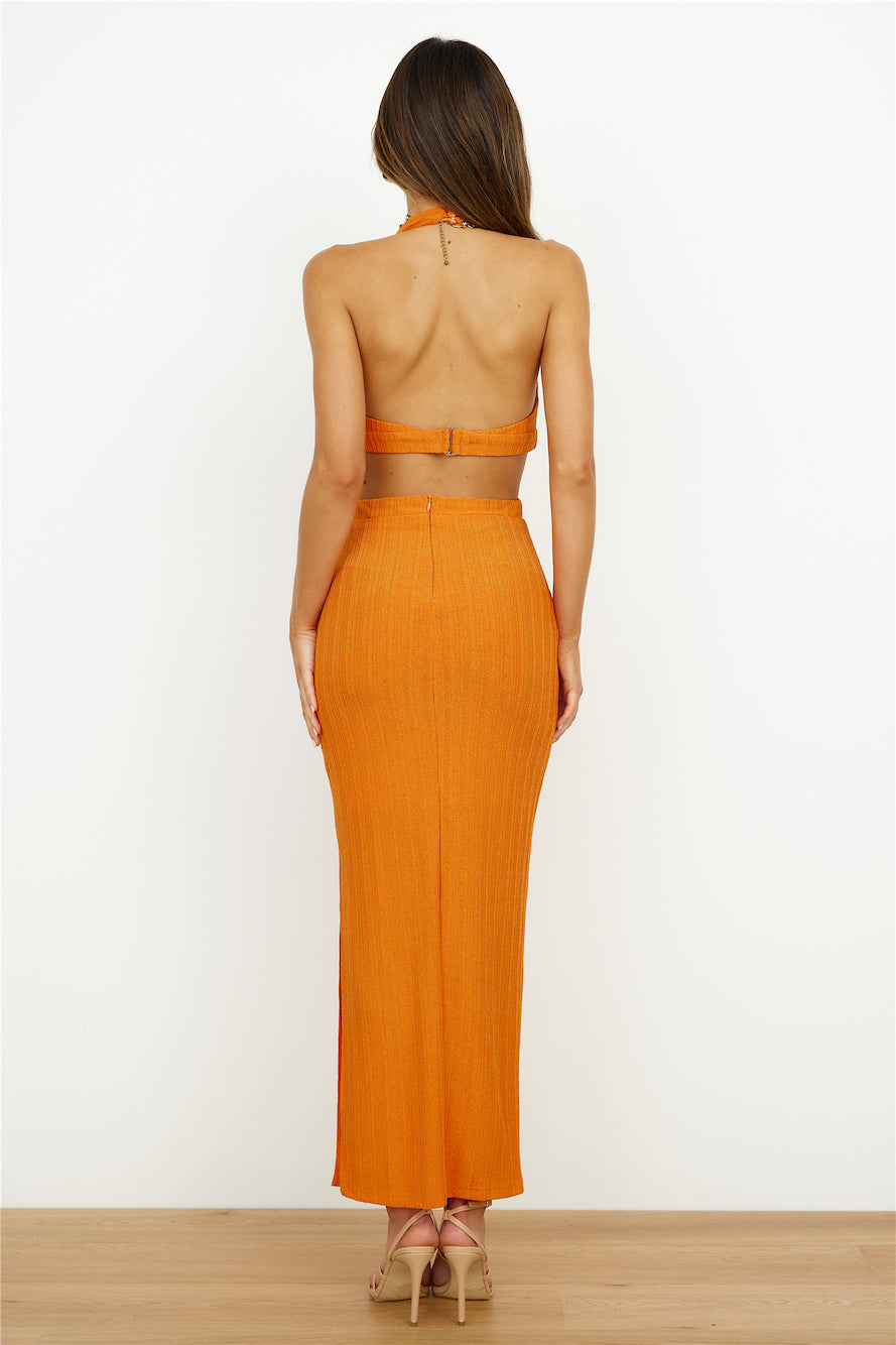 Party Club For Two Midi Dress Orange