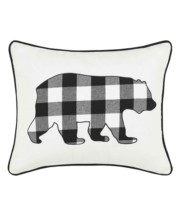 Eddie Bauer Cabin Plaid Bear Cotton Yarn Dye Flannel Reversible Breakfast Pillow