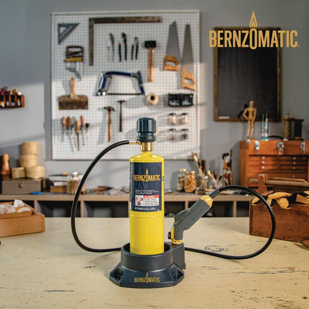 Bernzomatic FirePoint Creator Torch for Map-Pro and Propane Fuel with 41 in. Flexible Extended Hose and Fuel Cylinder Stand BZ8360T