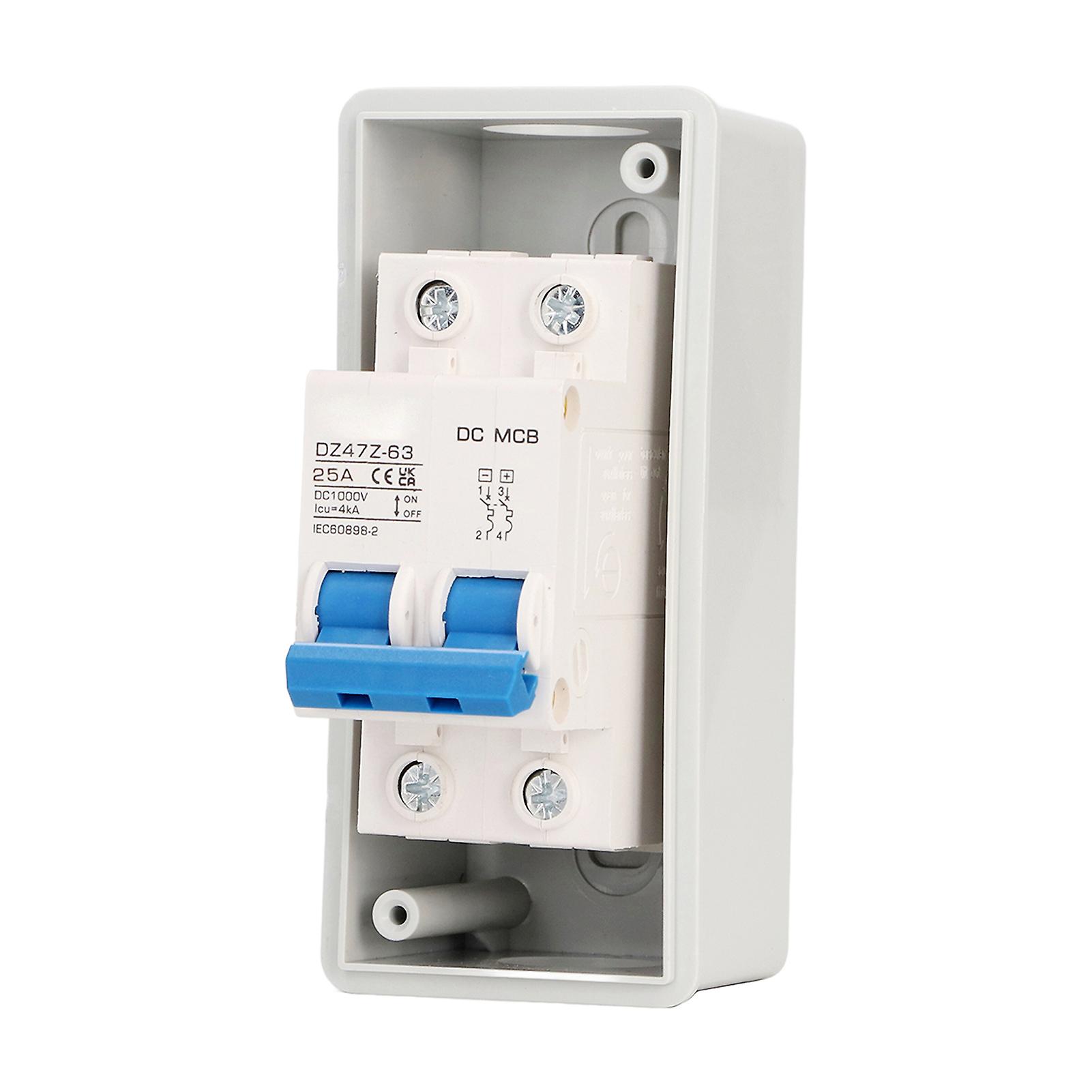 DC Miniature Circuit Breaker 25A IP65 Waterproof Transparent Cover Disconnect Switch for Solar Power System 1000V