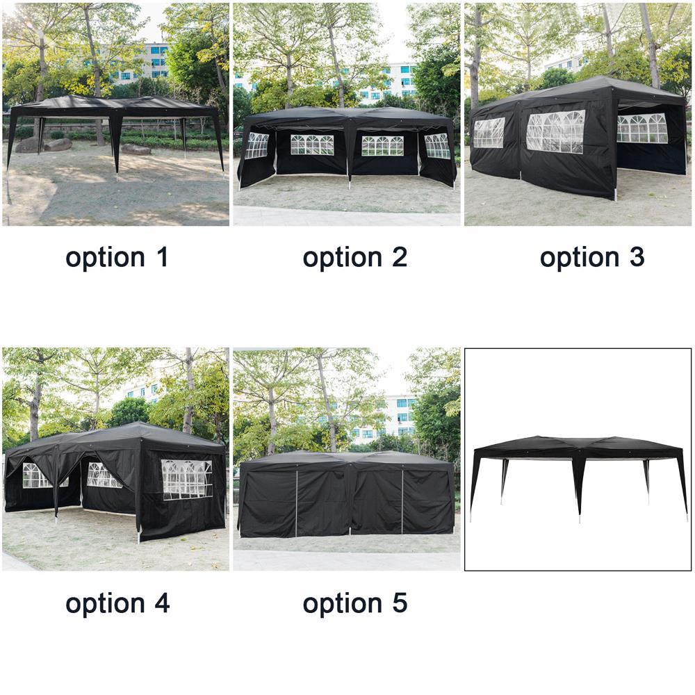 GoDecor 10'x 20' Pop Up Canopy Wedding Party Tent Outdoor Folding Gazebo Shade-6 Sides Black