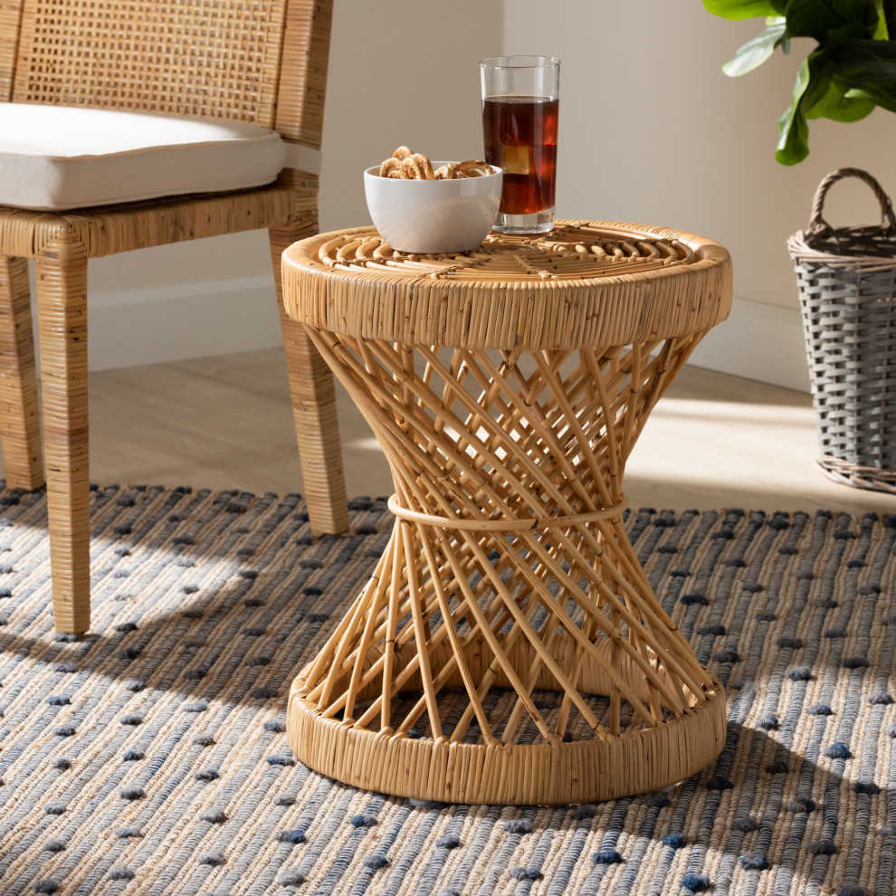 Skyla California Coastal Rattan End Table   Tropical   Side Tables And End Tables   by Baxton Studio  Houzz