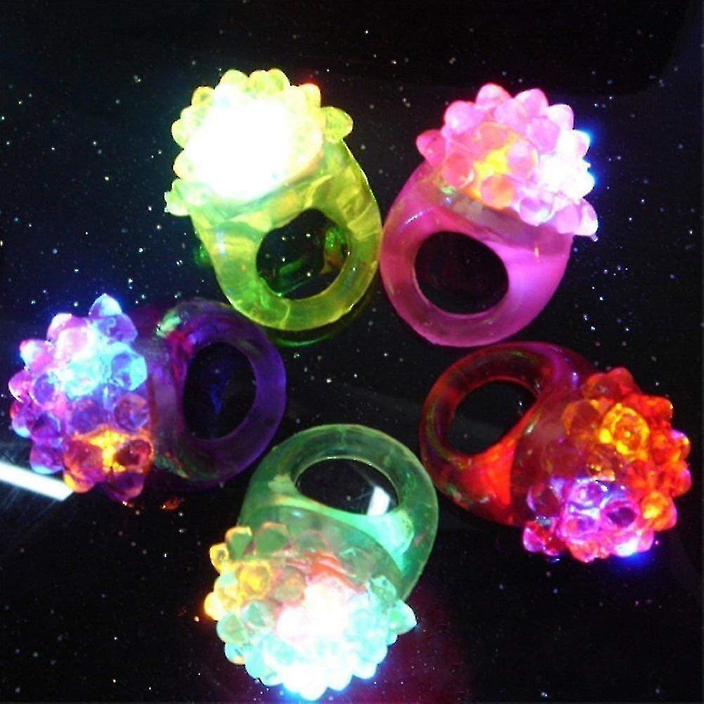 24pcs Flashing Led Ring， Strawberry And Rose Pattern， Bumpy Plastic Rings