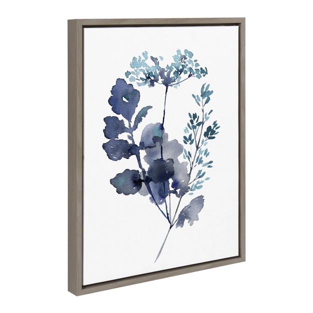 X 24 quot Sylvie Botanical Lace Leaf Indigo Framed Canvas By Sara Berrenson Gray Kate amp Laurel All Things Decor