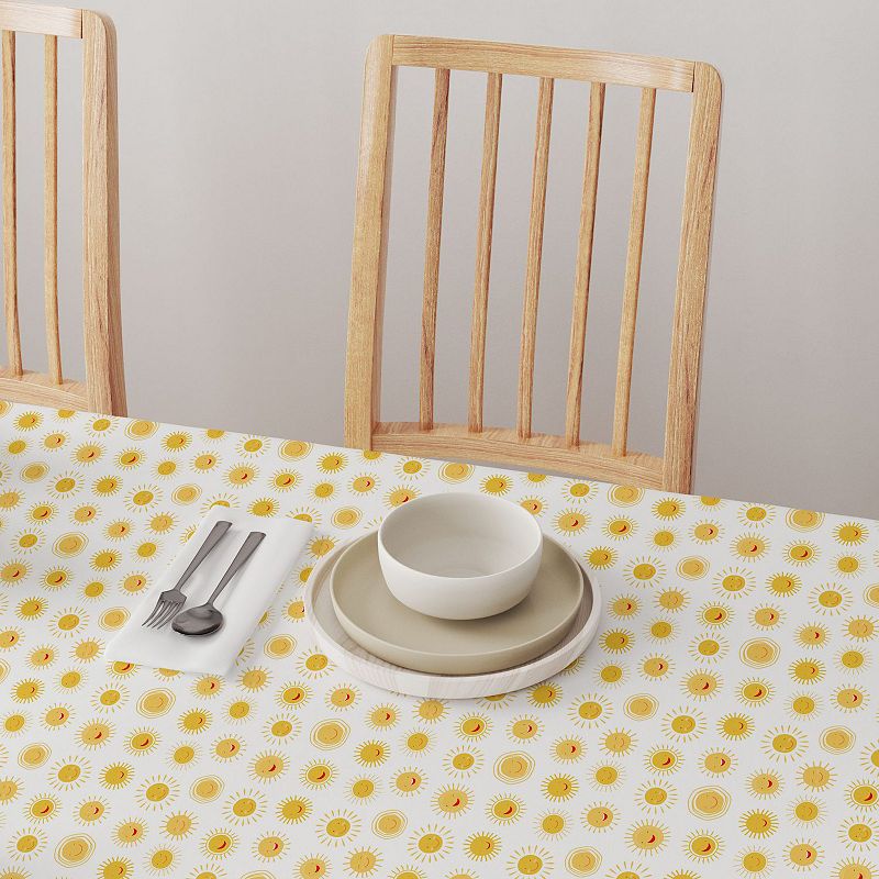 Square Tablecloth， 100% Cotton， 60x60， Cartoon Sun Drawings