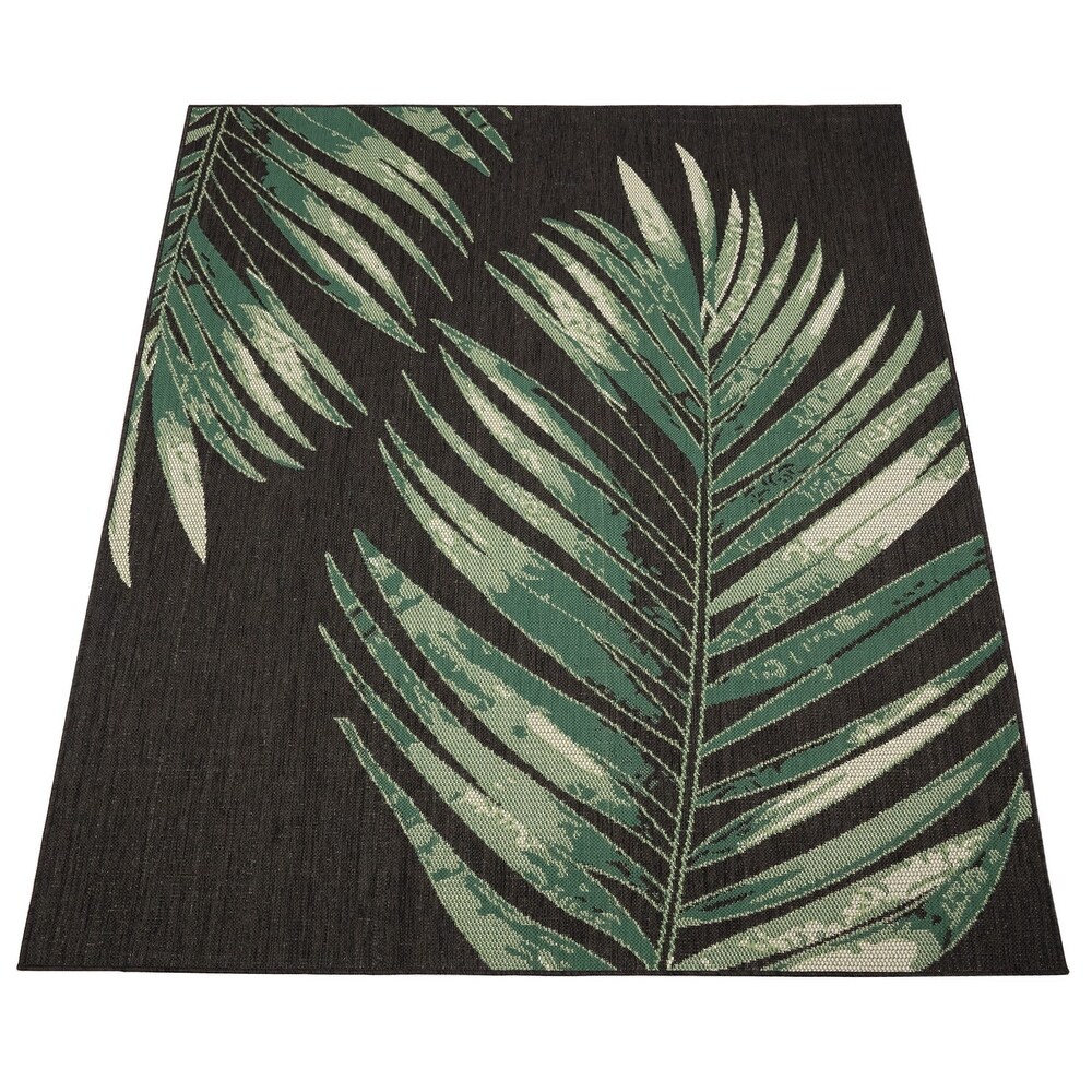 Outdoor Rug with Floral Palm Leaf Design Waterproof