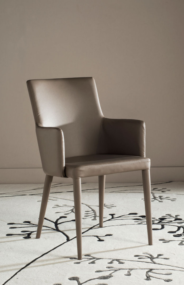 Cai Arm Chair Taupe PU Leather   Midcentury   Armchairs And Accent Chairs   by AED Luxury Home Decor  Houzz