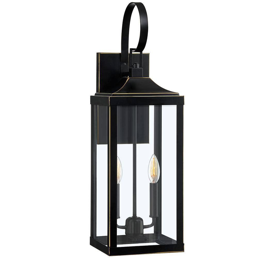 TRUE FINE 25.7 in. 2-Light Bronze Non Solar Large Outdoor Wall Lantern Sconce Light 21516OT