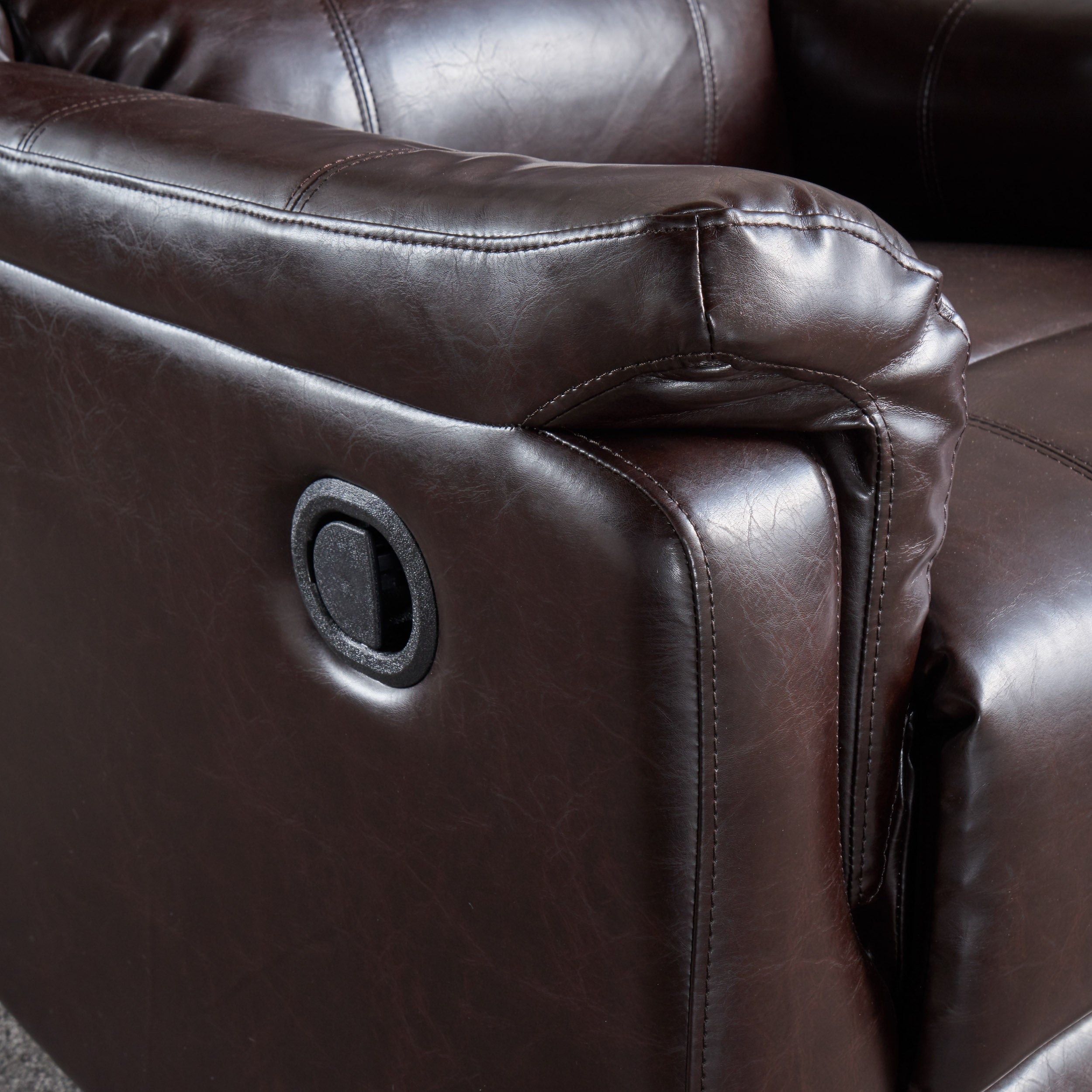 Jemma Tufted Brown Leather Swivel Gliding Recliner Chair