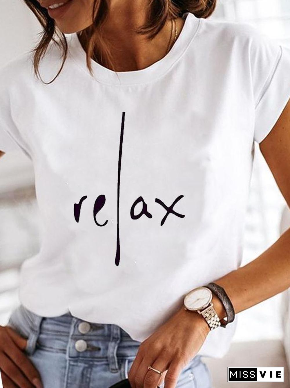 Clothes Ladies Summer T Clothing Print Fashion Casual T-Shirts Letter 90S Trend Cute Short Sleeve Women Female Graphic Tee