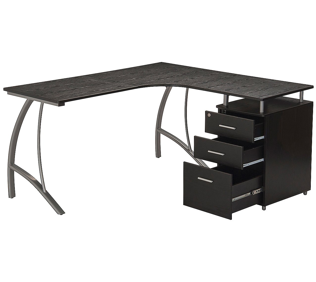 Techni Mobili L-Shaped Computer Desk w  File Cabinet