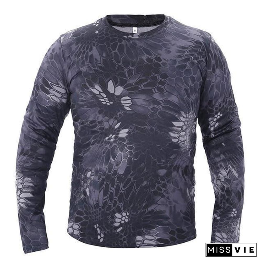 Men Long Sleeve Tactical Camouflage T-shirt camisa masculina Quick Dry Military Army shirt