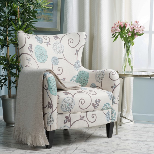 Arabella Club Chair White blue Christopher Knight Home