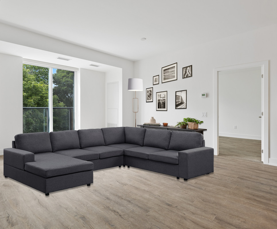 Dakota Sectional Sofa With Reversible Chaise  Linen   Transitional   Sectional Sofas   by Lilola Home  Houzz